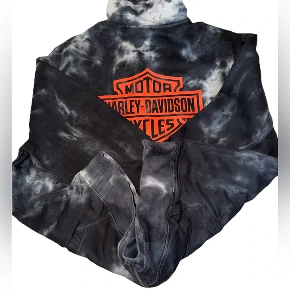 Harley - Davidson Tie-Dye Logo Pullover Zip-Up Hoodie Size 2XL Limited Edition
